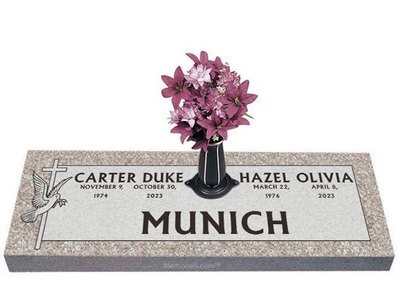 Graceful Dove Companion Granite Headstone 36 x 12