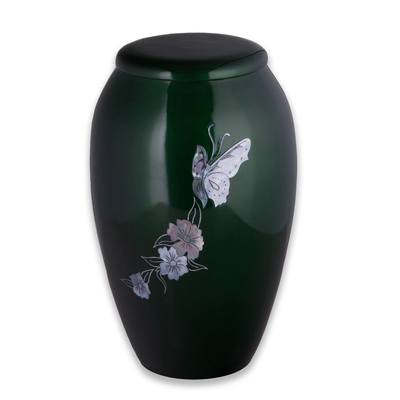 Green Butterflies Cremation Urn