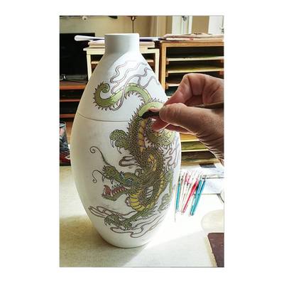 Green Dragon Ceramic Cremation Urn