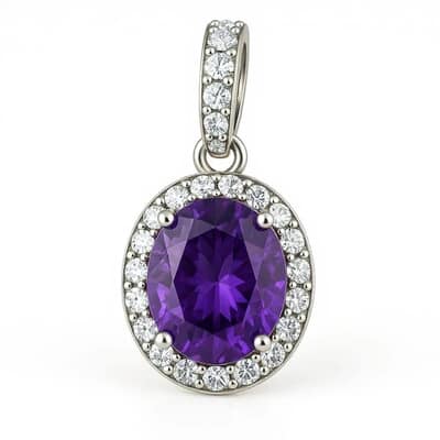 Halo Amethyst Cremation Diamond Necklace