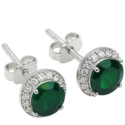 Halo Emerald Cremation Crystal Earrings