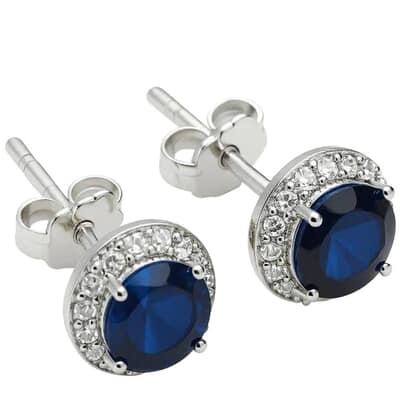 Halo Royal Blue Cremation Crystal Earrings
