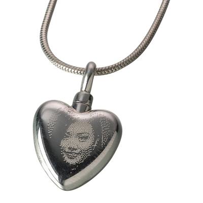 Laser Etched Photo Heart Keepsake Jewelry