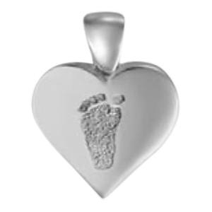 Heart Foot Print Sterling Silver Keepsake