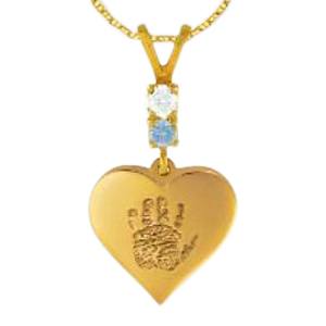 Heart Hand Print 14k Yellow Gold Keepsake