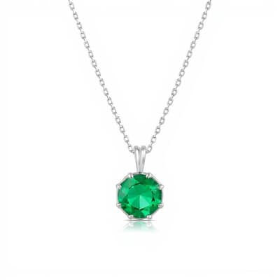 Hexagon Emerald Cremation Diamond Necklace
