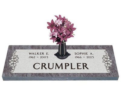 Hibiscus Dream Companion Granite Headstone 42 x 14