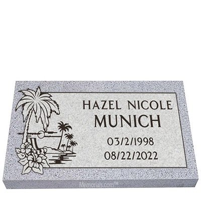 Hibiscus Sunset Granite Grave Marker 28 x 18