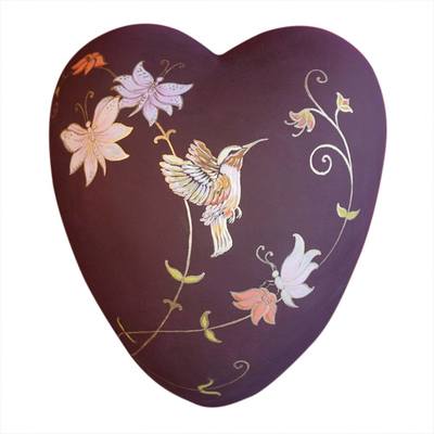 Hummingbird Ceramic Heart Urn