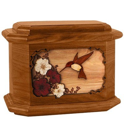 Hummingbird Mahogany Octagon Cremation Urn