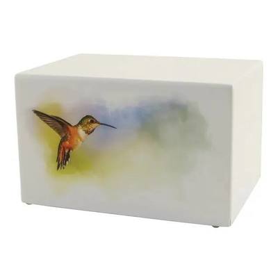 Hummingbird Painted Wooden Urn