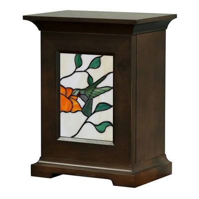 Hummingbird Stained Glass Wooden Urn
