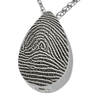 Tear 14k White Gold Cremation Print Keepsake