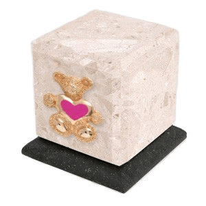 Graceful Perlato Teddy Pink Heart Cremation Urn