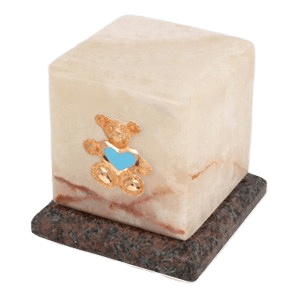 Graceful Mink Teddy Blue Heart Cremation Urn