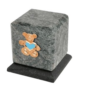 Graceful Jade Teddy Blue Heart Cremation Urn