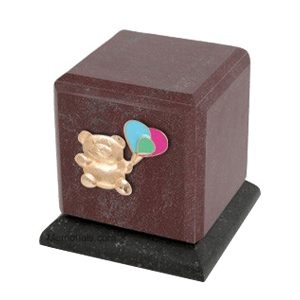 Graceful Rosso Teddy with Balloons Cremation Urn