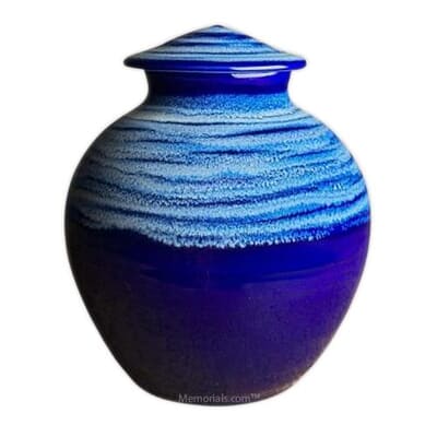 Iridescent Blue Ceramic Cremation Urns