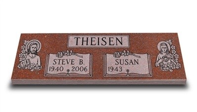 Joseph & Mary Companion Granite Headstone 48 x 14