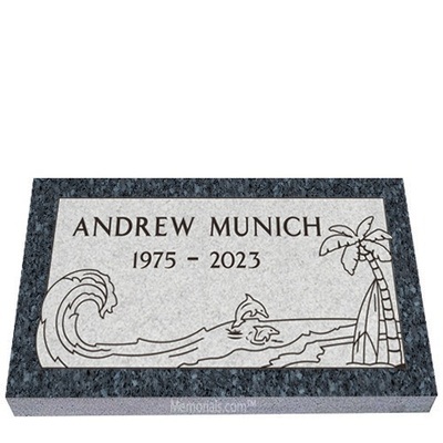 Jumping Dolphins Granite Grave Marker 24 x 12