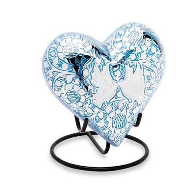 Kissing Doves Heart Keepsake Urn