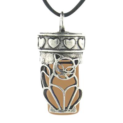 Kitty Cat Brown Cremation Necklace