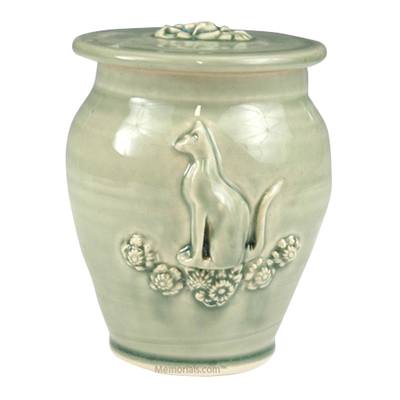 Kitty Light Green Ceramic Cremation Urn