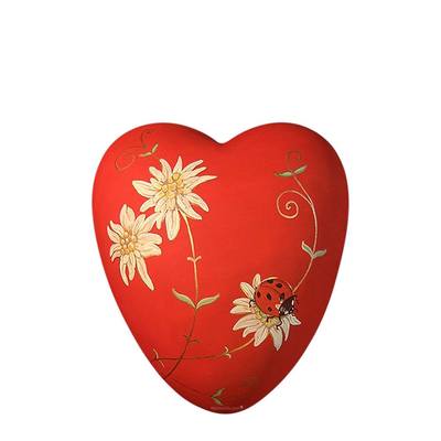 Lady Bug Heart Ceramic Keepsake Urn