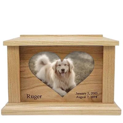 Large Cherry Center Heart Picture Pet Urn