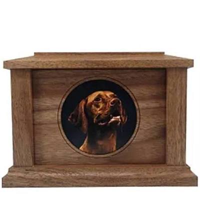 Large Walnut Circle Picture Pet Urn