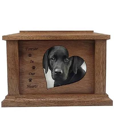 Large Walnut Tilted Heart Picture Pet Urn