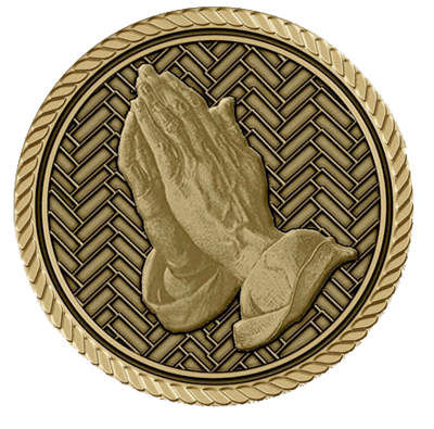 Left Facing Praying Hands Large Medallion