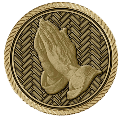 Left Facing Praying Hands Small Medallion