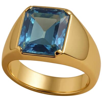 Light Blue Mens Cremation Diamond Ring