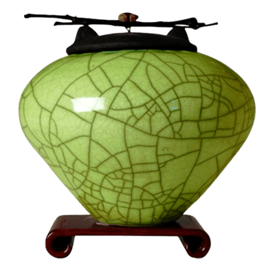 Raku Lime Green Cremation Urns