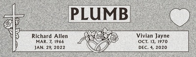 Love and Roses Companion Granite Headstone 48 x 14