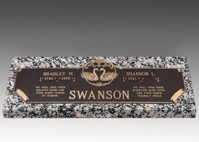 Loving Swans Bronze Headstone 44 x 14