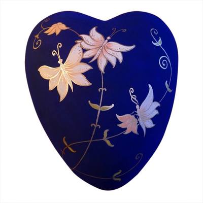 Midnight Butterfly Ceramic Heart Urn
