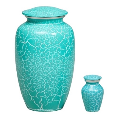 Mint Crackle Metal Cremation Urns