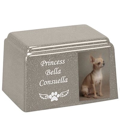 Misty Rectangle Cultured Pet Photo Urn