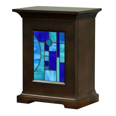 Mosaic Stained Glass Wooden Urn