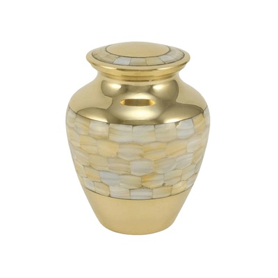 Mother of Pearl Gold Medium Cremation Urn