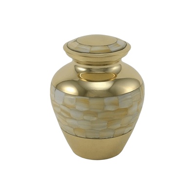 Mother Of Pearl Gold Small Cremation Urn