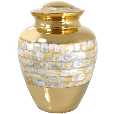 Mother of Pearl Gold Cremation Urn