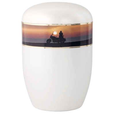 Motorcycle Sunset Biodegradable Urn