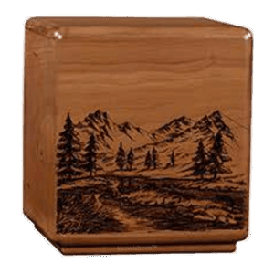 Solemn Mountain Wood Cremation Urn