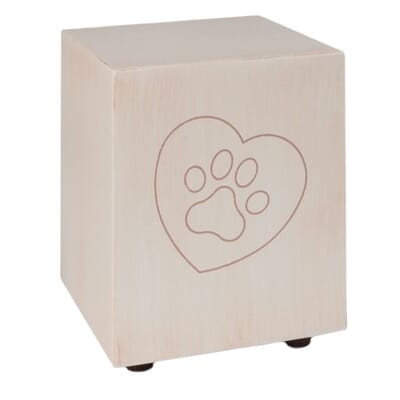 Natural Paw Print Cube Cremation Urn
