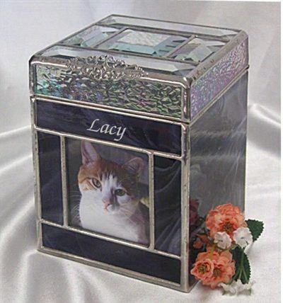 Navy Glass Small Photo Pets Urn