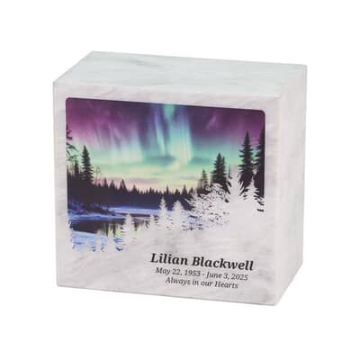 Northern Lights Marble Cremation Urn