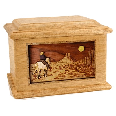 Horse Moon Oak Memory Chest Cremation Urn